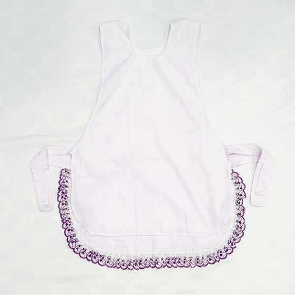 Vintage Pinafore Apron Lavender Embroidered Dark Purple Ruffles - Picture 8 of 10